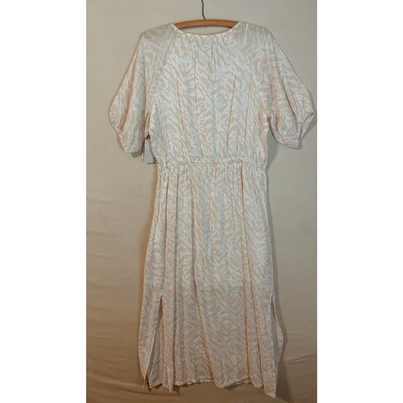 NWT Nine West Maxi Dress with Elastic waist. White and tan print. Size large. - Picture 4 of 7
